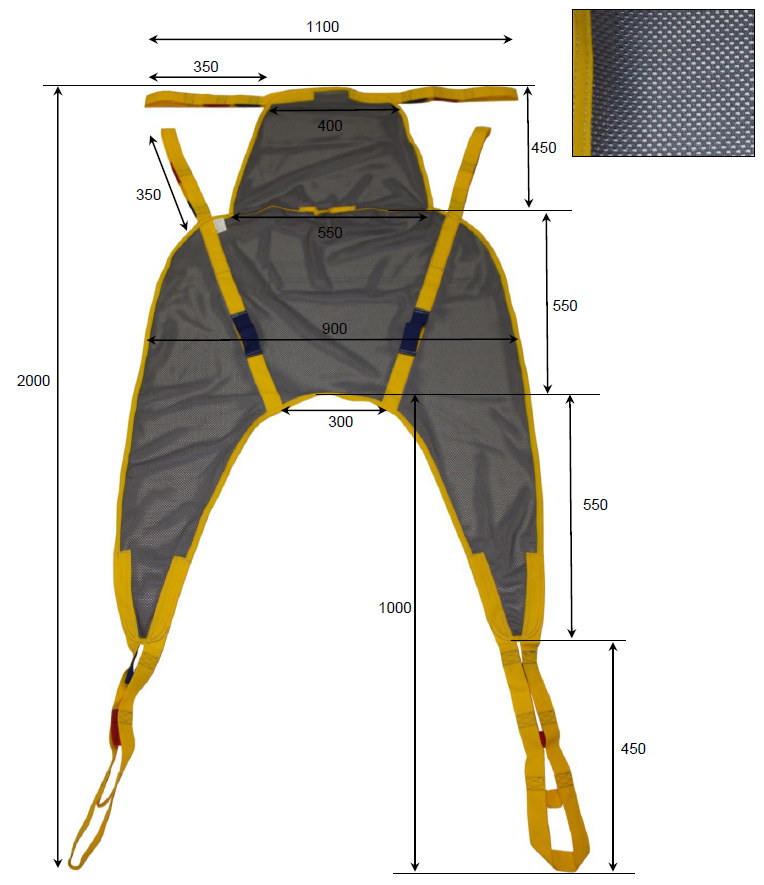 Sangle U pour LIFTY/FOLDY/HOMELIFT -  avec têtière intégrée - taille standard -  en filet -  une partie