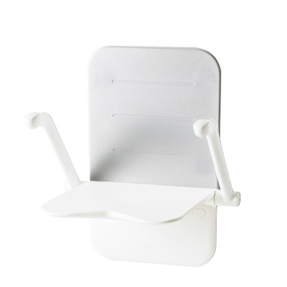 Siège de douche mural RELAX  - couleur blanc - avec accoudoirs - sans pieds - avec coussin de dossier
