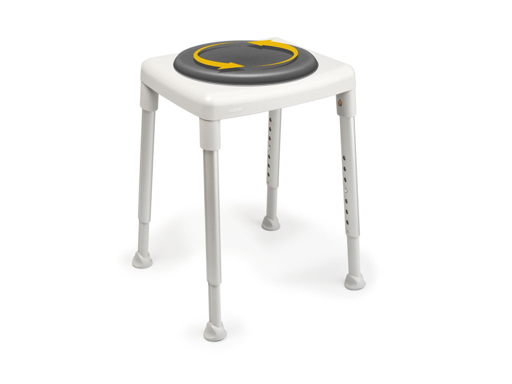 Duschhocker SMART eckig -  mit Drehteller und Kissen - 
