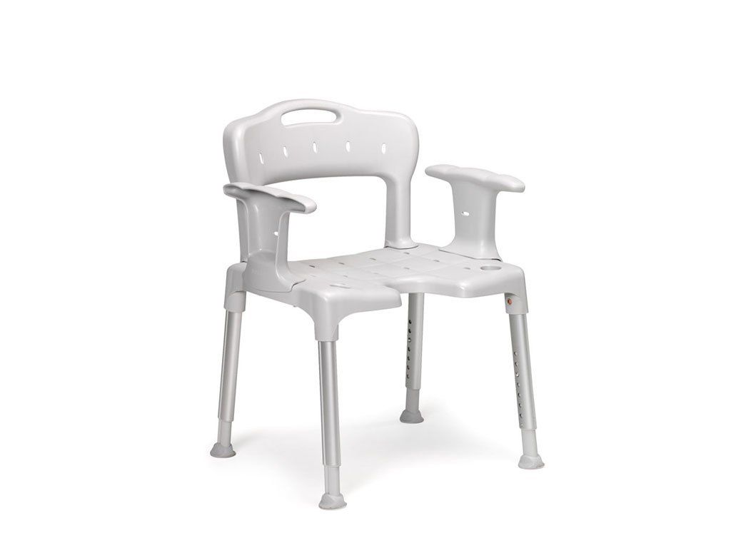 Sgabello per doccia SWIFT LOW con schienale e braccioli - colore grigio -  versione LOW più bassa