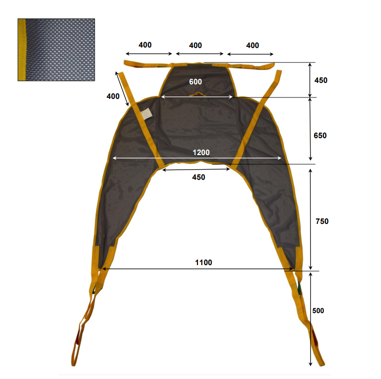 Sangle U pour LIFTY/FOLDY/HOMELIFT - avec têtière intégrée - en filet -  taille XL