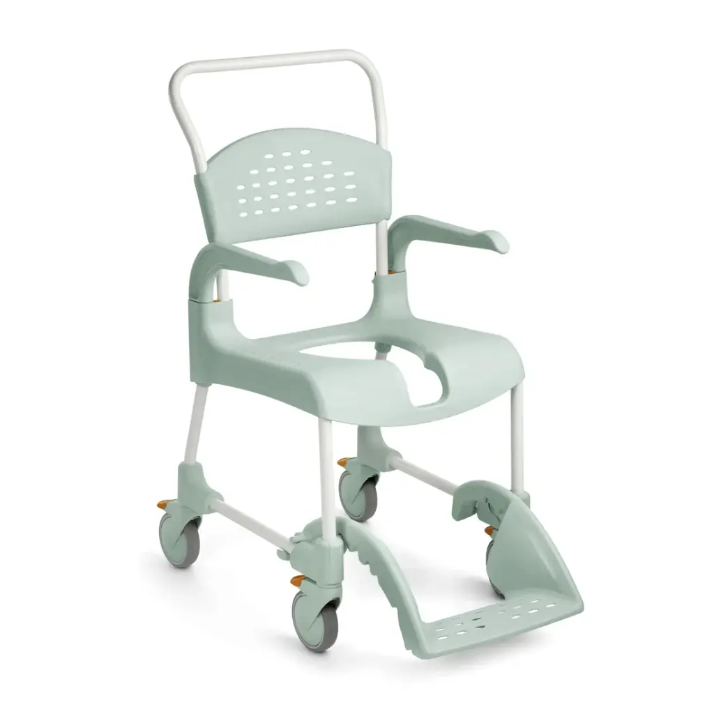 Chaise douche-toilette CLEAN hauteur 49cm - couleur vert Lagoon - avec ouverture du siège avant