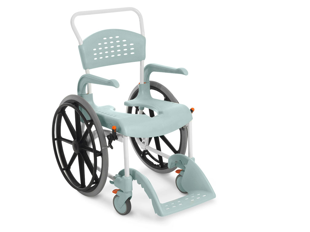 Dusch- und Toilettenstuhl CLEAN 24 Räder - Farbe Lagoon grün