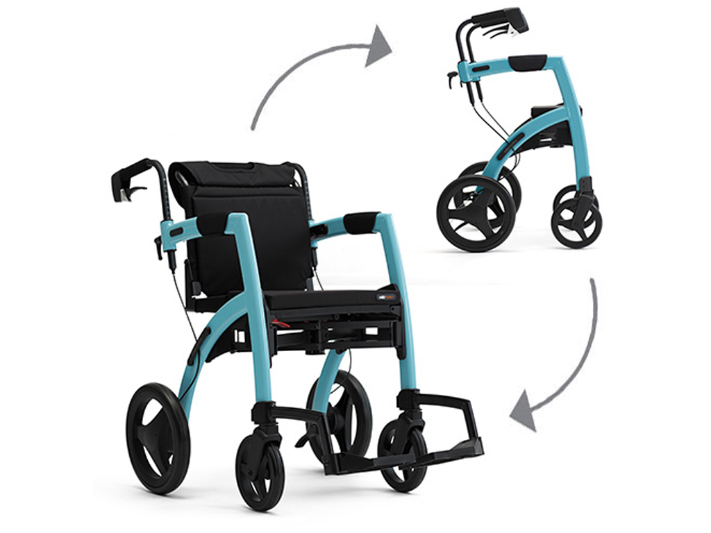 Déambulateur/fauteuil roulant Rollz Motion² - 2-en-1 - bleu île