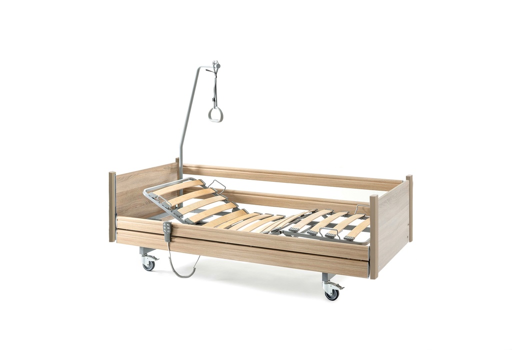 Lit électrique - Belluno - 90x200cm - freins individuels - barrières longues - Lattes en bois - chêne Sonoma clair R20128 - Pure (#281 B483) - recul du dossier