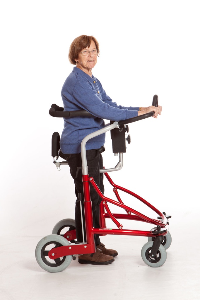 VELA Meywalk 4 - Medium - Déambulateur réglable avec siège et accoudoirs, SANS anneaux thoraciques et ressorts
