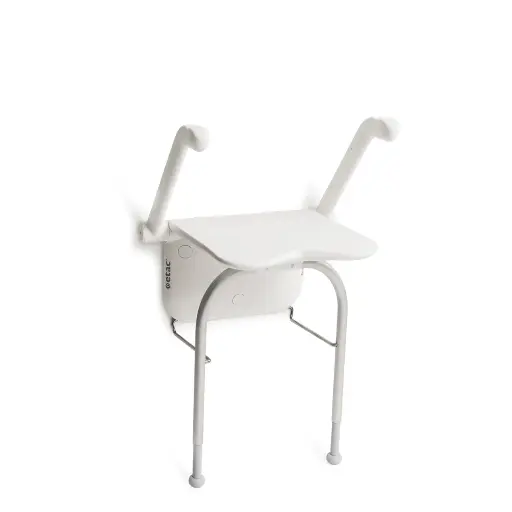 [8170 3040] Wandduschsitz RELAX - Farbe weiss - mit Armlehnen - mit Stützbein - ohne Rückenkissen