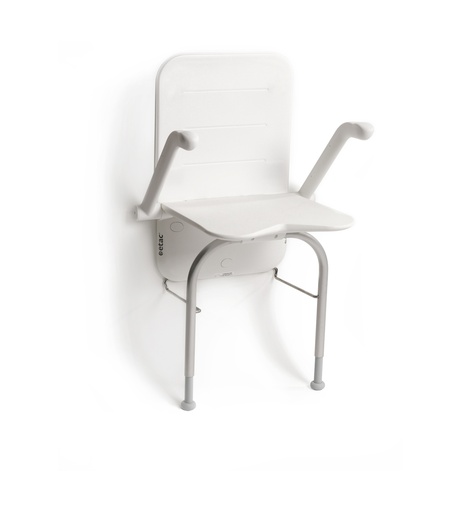 [8170 8040] Wandduschsitz RELAX - Farbe grau - mit Armlehnen - mit Rückenkissen - mit Stützbein