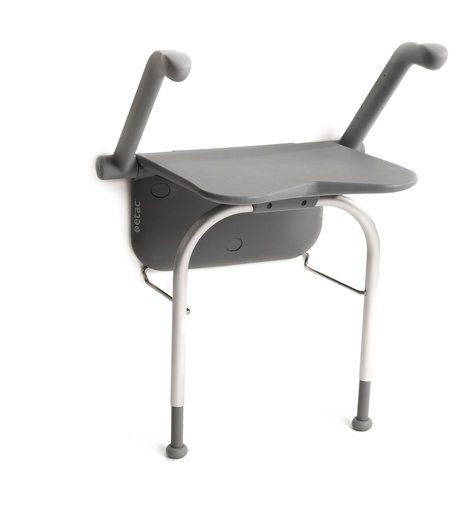 [8170 8030] Wandduschsitz RELAX - Farbe grau - mit Armlehnen - mit Stützbein - ohne Rückenkissen