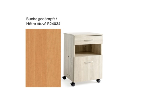 [132 A001] Table de nuit - storeline t101 server ready - hêtre étuvé - un tiroir et un grand tiroir