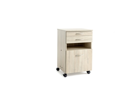 [133 A001] Comodino - storeline t102 pronto server - rovere sonoma chiaro - un ripiano, un cassetto piccolo e un cassetto grande