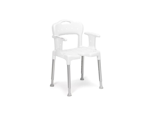 [8170 1630] Sgabello per doccia SWIFT con schienale e braccioli - colore bianco -  versione standard