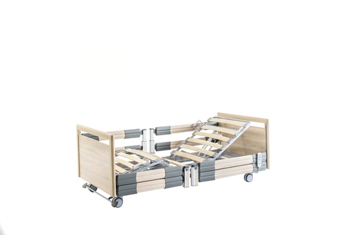 [224 C246] Elektrisches Pflegebett - Practico 25-80 Plus - 4-geteilt - 90x200cm - Zentralbremse - lang geteilte Seitengitter - Sonoma Eiche hell R20128 - Typ I plus