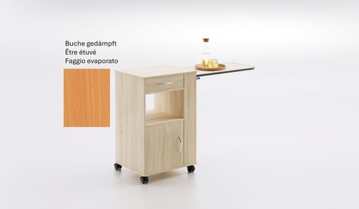 [313 A001] Nachttisch - storeline t300  - Buche gedämpft R24034 - integrierte Serverplatte - Schublade, Türe, offenes Fach