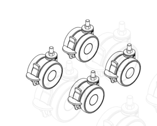 [20-50340] Rollen mit Feststellern - 4 Stück - zusätzliche Erhöhung 8cm - montiert bei Ropox - Ergo