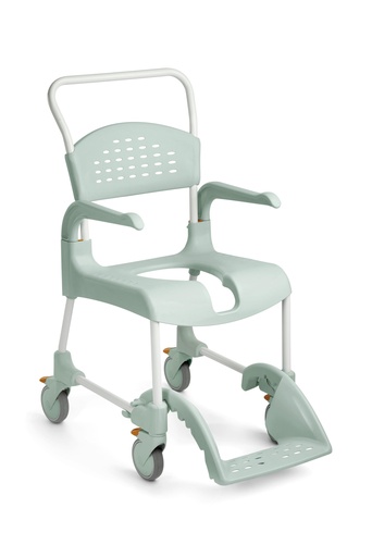 [8022 9321] Sedia per WC SWIFT Commode BASIC grigio - apertura del sedile anteriore - colore verde Lagoon