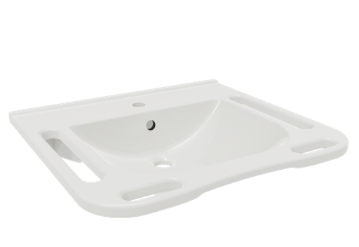 [40-15633] Waschbecken WBR100-2 - weiss - mit Überlauf und integrierten Griffen - Ropox