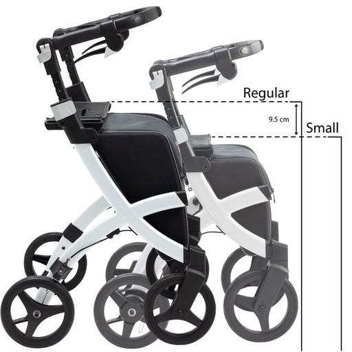 [3011RF0010] Rollator ROLLZ FLEX - SMALL - Gestell weiss - Klassische Bremse - Tasche Denim grau