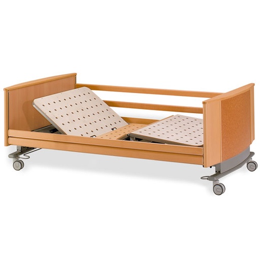 [245 A080] Lit électrique bariatrique - adilec 280 - 4 moteurs - 140x200cm - hêtre étuvé R24034 - barrières longues - 4 parties - plaques en bois stratifié résistant à l'eau - Poids max. 280kg